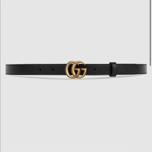 Leather belt with Double G buckle